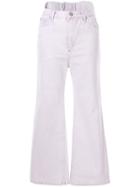 Pushbutton Cropped Flared Jeans - Purple