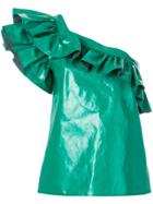 Philosophy Di Lorenzo Serafini Ruffled One-shoulder Top - Green