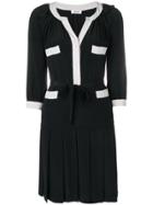 Moschino Vintage Contrast-trim Pleated Dress - Black