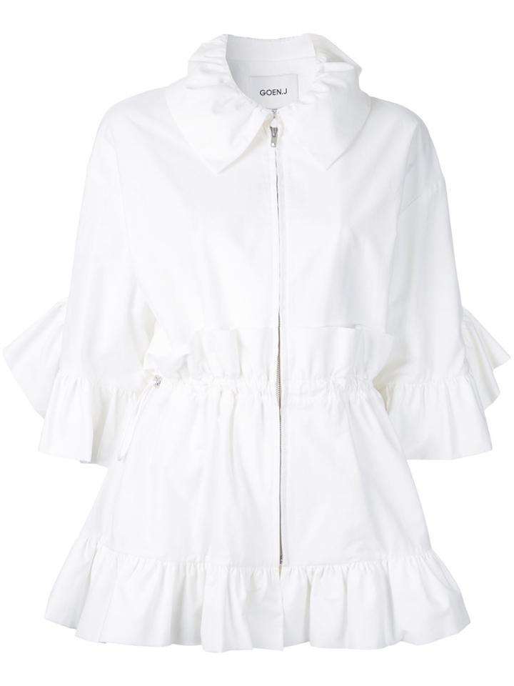 Goen.j Three-quarters Sleeve Ruffled Jacket - White
