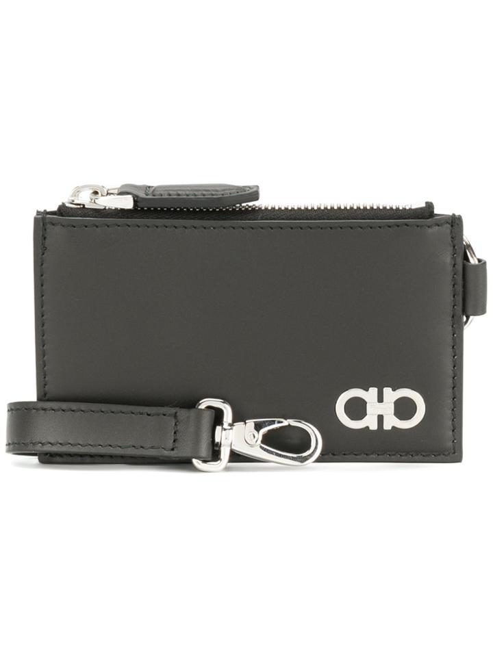 Salvatore Ferragamo Small Zipped Gancio Purse - Black