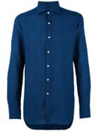 Fay Woven Pattern Shirt, Size: 41, Blue, Cotton/linen/flax