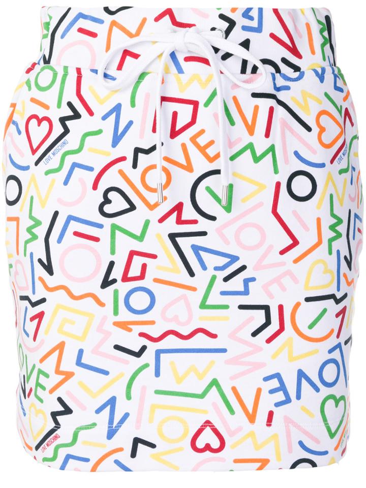 Love Moschino Patterned Fitted Skirt - White