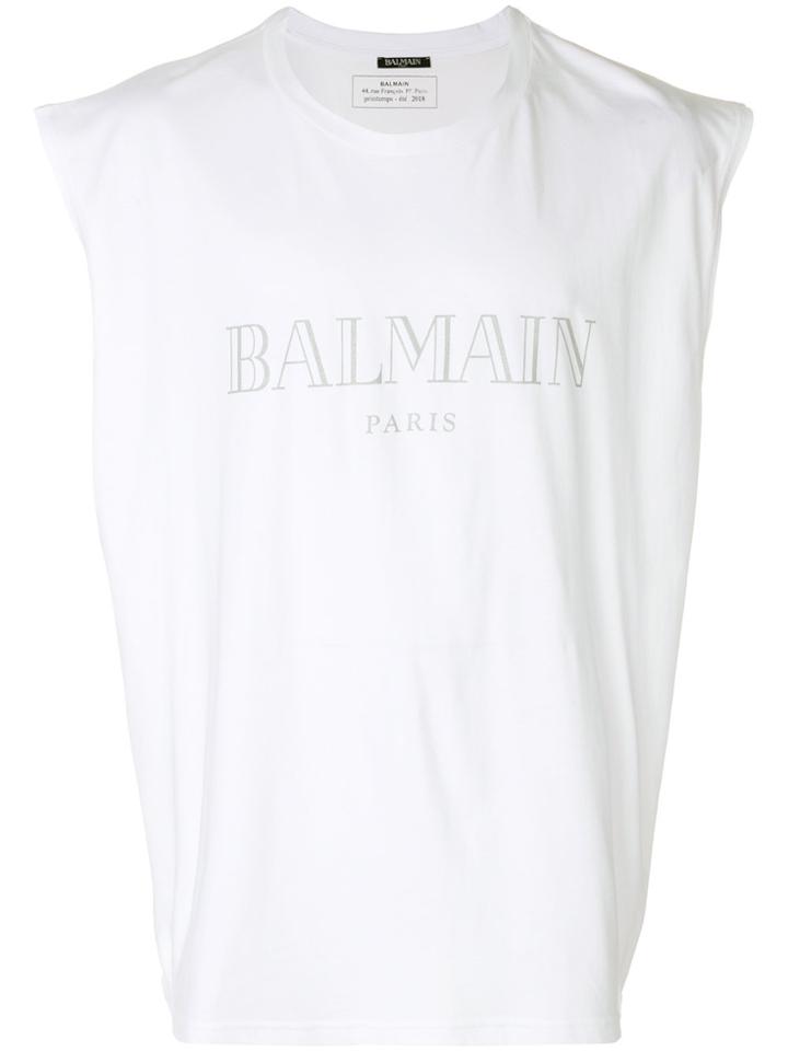 Balmain Sleeveless Logo T-shirt - White