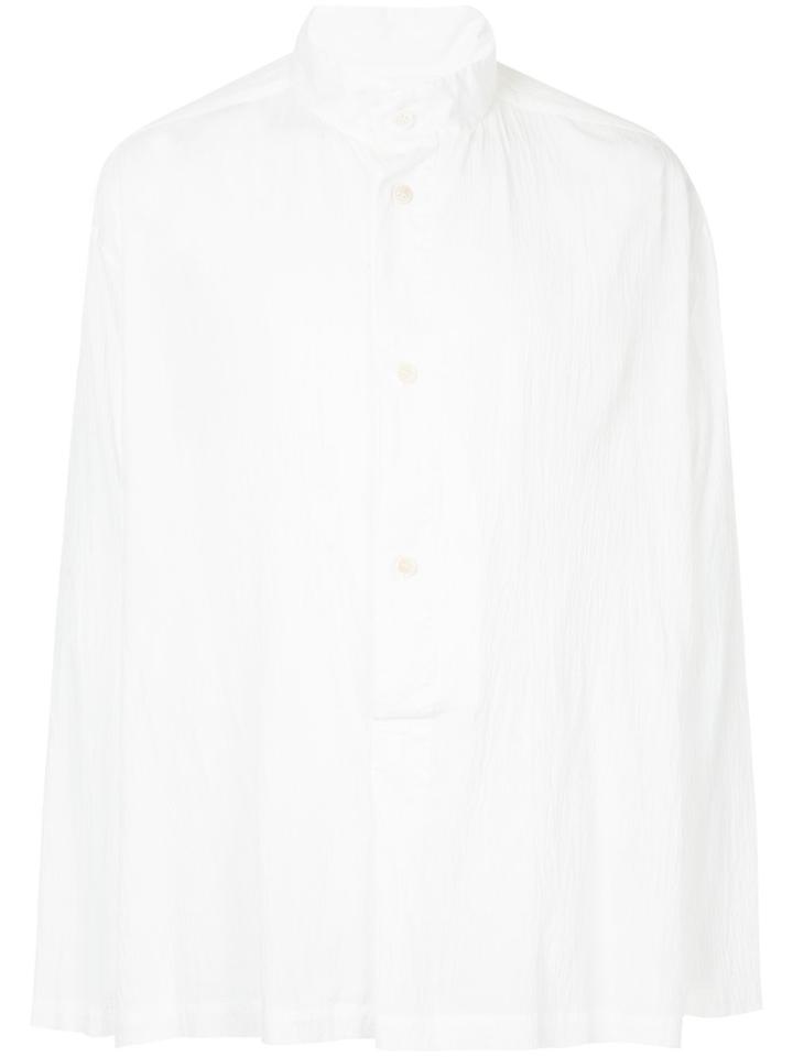 Issey Miyake Men Band Collar Shirt - White