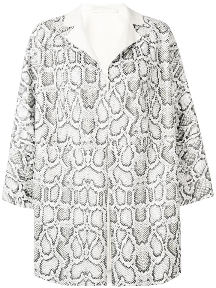 Salvatore Santoro Snakeskin Print Coat - White