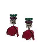 Marni Floral Clip-on Drop Earrings - Red