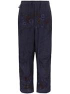 By Walid Jude 1920s Embroidered Linen Trousers - Blue