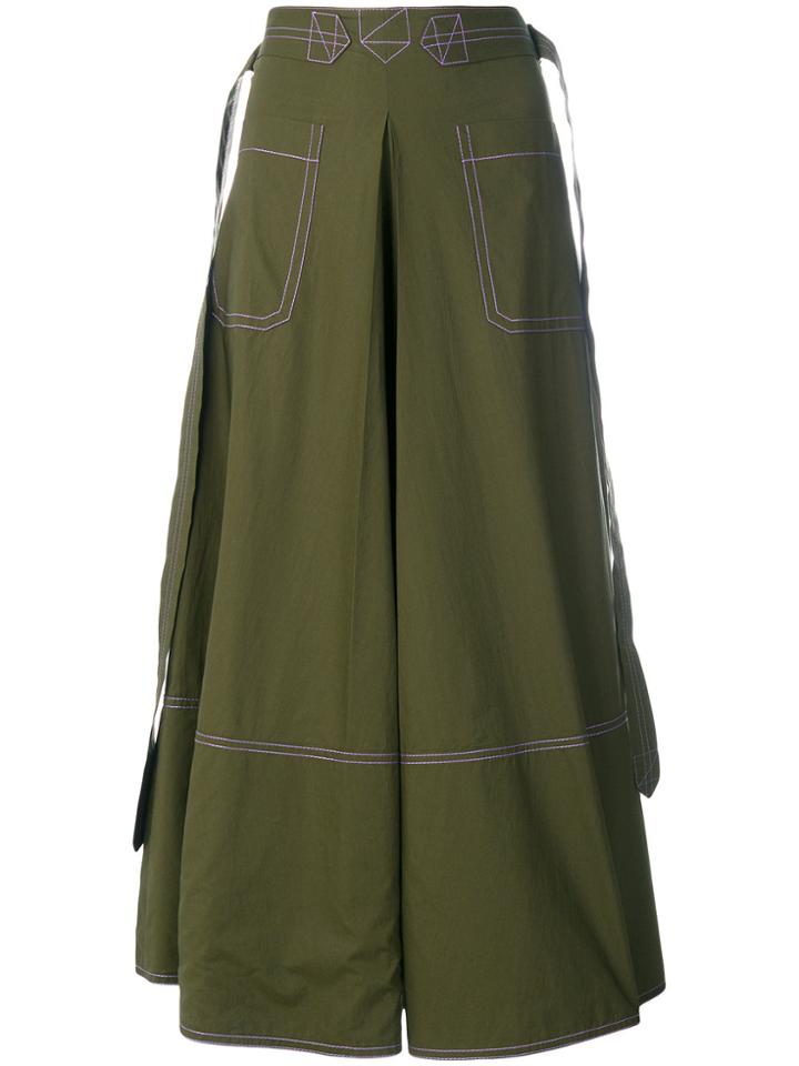 Marni Contrast Stitch Skirt - Green