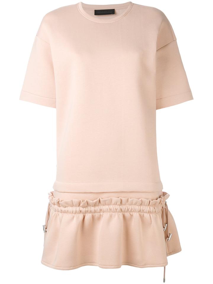 Diesel Black Gold - Frill-trim Shift Dress - Women - Cotton/polyester - M, Nude/neutrals, Cotton/polyester