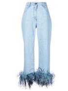 Prada Feather Detail Jeans - Blue
