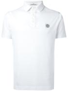 Stone Island Logo Patch Polo Shirt, Men's, Size: Small, White, Cotton/spandex/elastane
