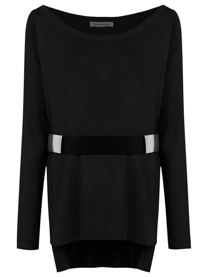 Gloria Coelho Belted Knit Blouse - Black