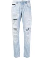 Philipp Plein Relaxed Fit Ripped Jeans - Blue