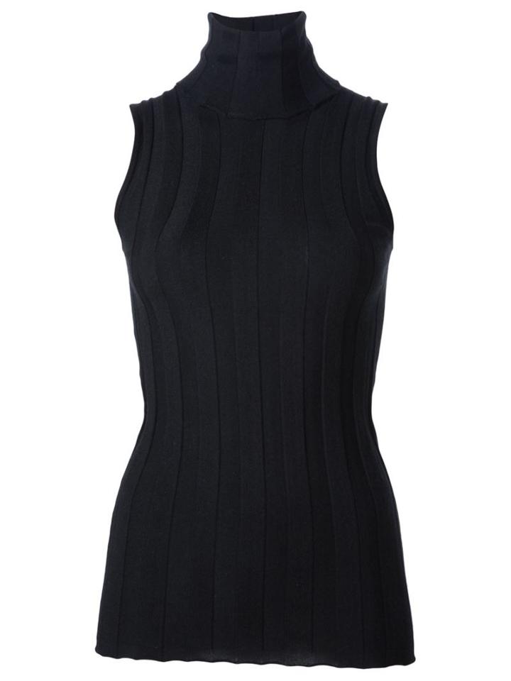 Derek Lam Ribbed Roll Neck Top, Women's, Size: Xl, Black, Silk/cashmere
