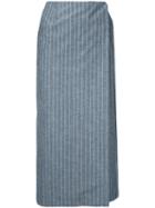 Le Ciel Bleu - Pinstripe Straight Skirt - Women - Cotton/linen/flax/wool - 34, Grey, Cotton/linen/flax/wool