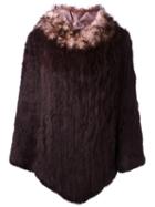 Twin-set Two-tone Cape, Women's, Size: Small, Pink/purple, Cotton/polyester/rabbit Fur/lamb Fur