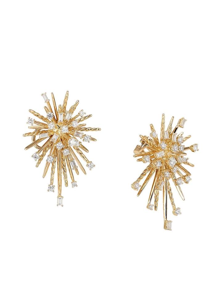 David Yurman 18kt Yellow Gold Supernova Diamond Climber Earrings -