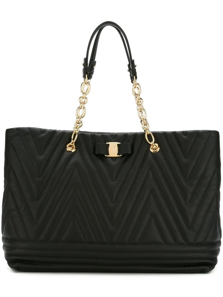 Salvatore Ferragamo Textured Tote Bag - Black
