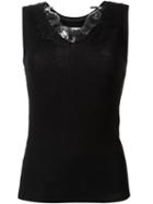 Muveil Lace Embellished Neck Tank, Women's, Size: 38, Black, Cotton/nylon