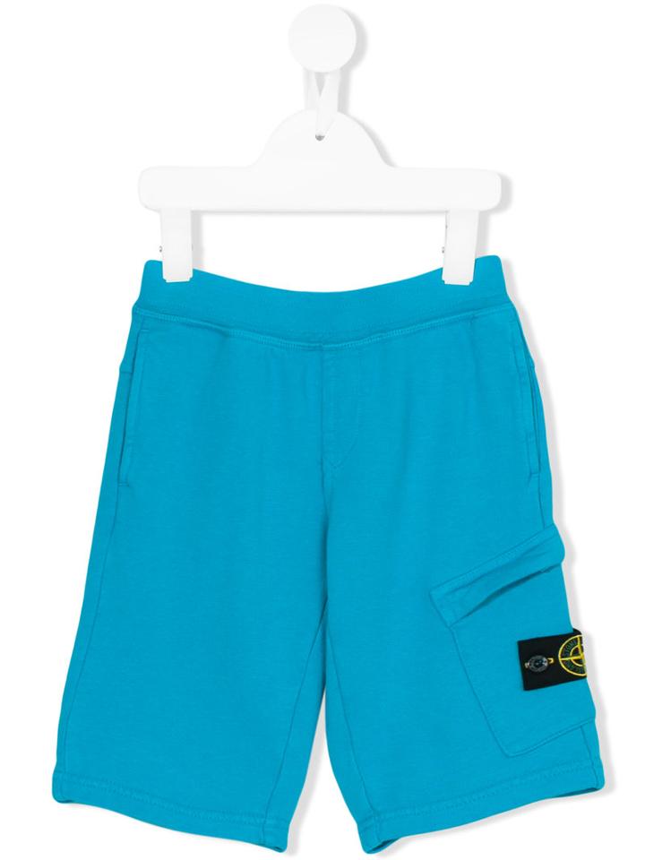 Stone Island Junior - Logo Patch Bermuda Shorts - Kids - Cotton - 5 Yrs, Blue