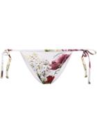 Dolce & Gabbana Floral Tanga Bikini Bottoms - White