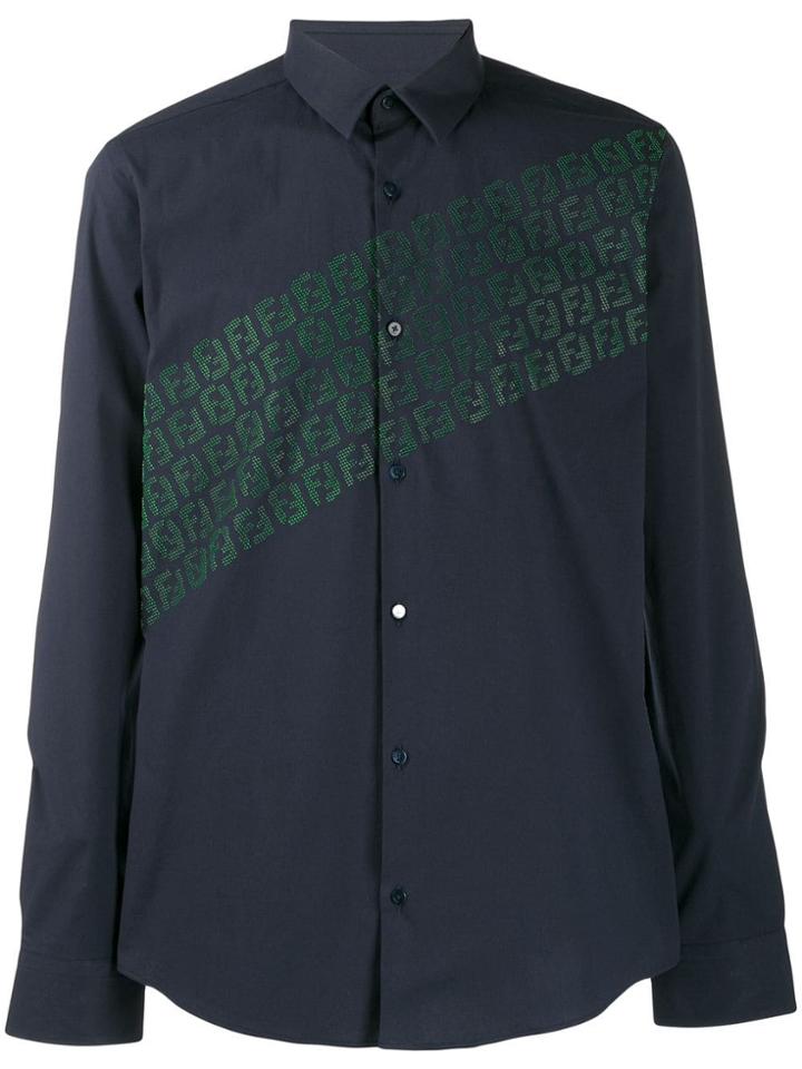 Fendi Textured Ff Logo Shirt - Blue