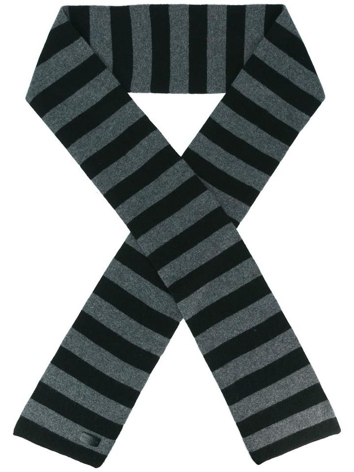Saint Laurent Collegiate Striped Skinny Scarf, Men's, Cashmere