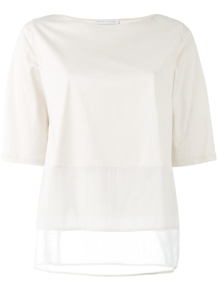 Fabiana Filippi - Short Sleeve Top - Women - Silk/cotton/spandex/elastane/viscose - 42, Women's, Nude/neutrals, Silk/cotton/spandex/elastane/viscose