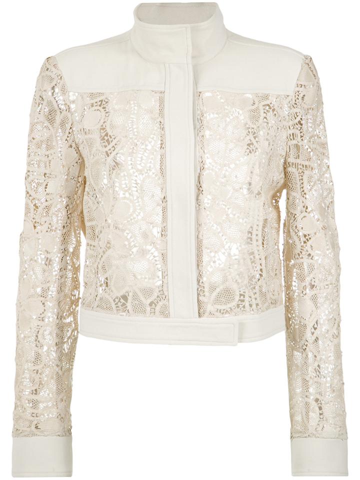 Martha Medeiros Lace Bomber Jacket - White