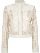 Martha Medeiros Lace Bomber Jacket - White