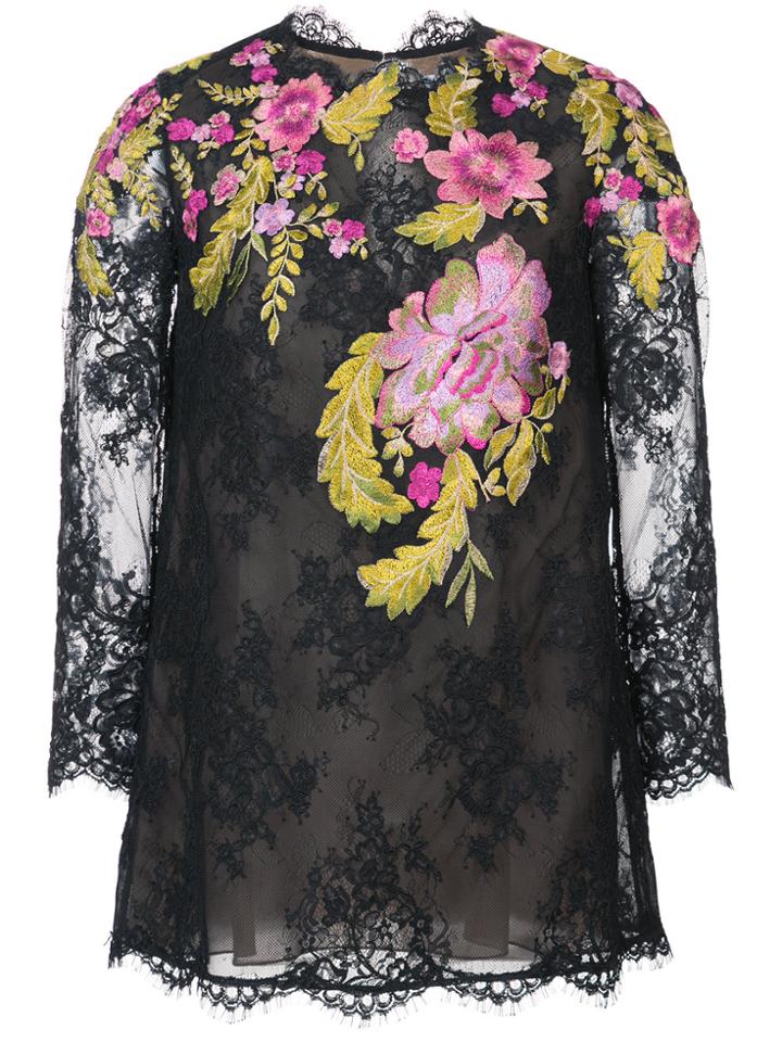 Marchesa Floral Lace Blouse - Black