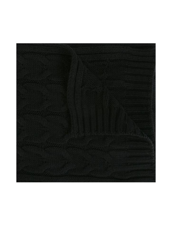 Moncler Kids Cable Knit Scarf, Boy's, Black