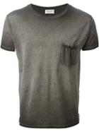 Saint Laurent Distressed T-shirt, Men's, Size: Large, Grey, Cotton