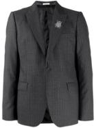 Alexander Mcqueen Insect Embellished Pinstriped Blazer - Grey