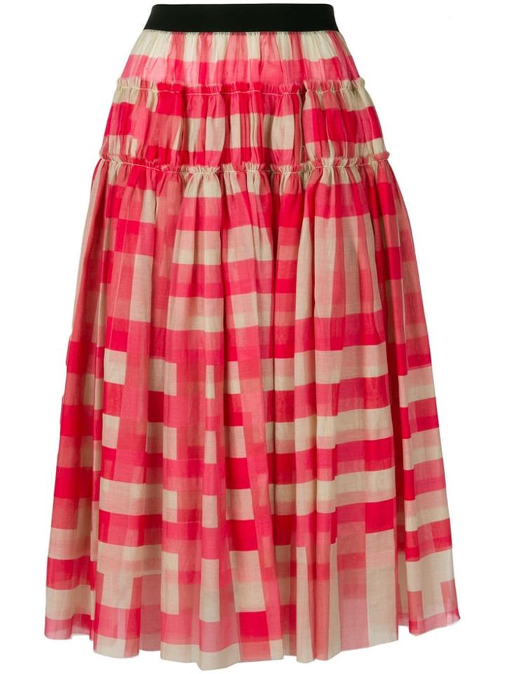 Sara Lanzi Full Checked Skirt - Pink