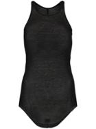 Rick Owens Racerback Ribbed Silk Tank Top - Black