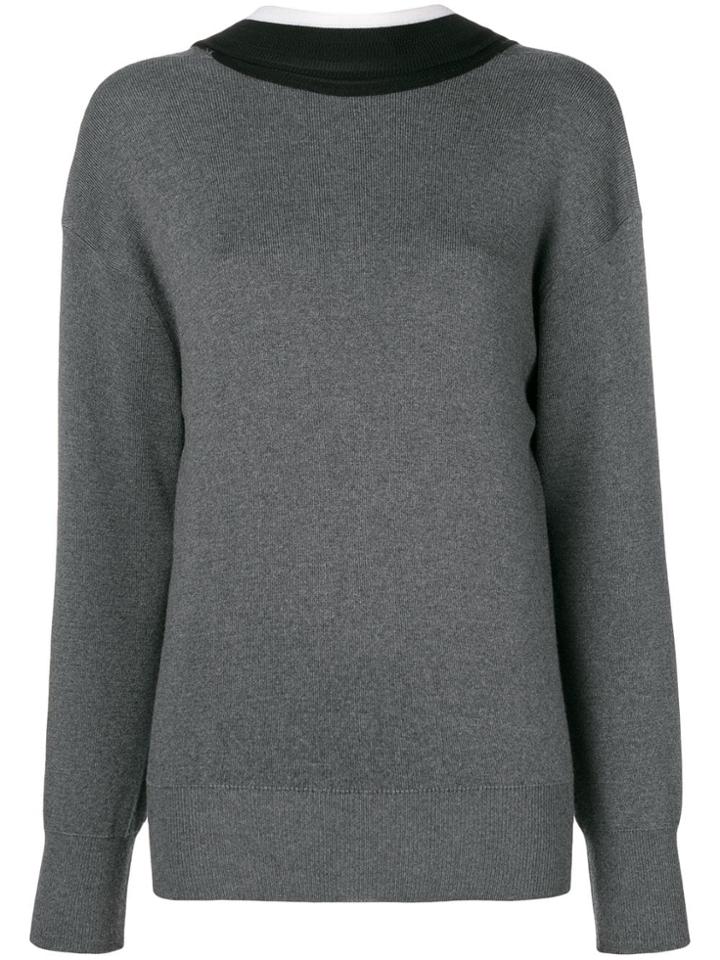 Krizia Back Stripe Detail Sweater - Grey