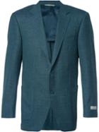 Canali Button Up Blazer, Men's, Size: 58, Blue, Cupro/silk/linen/flax/wool