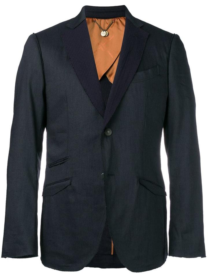 Maurizio Miri Unfinished Lapel Suit Jacket - Blue