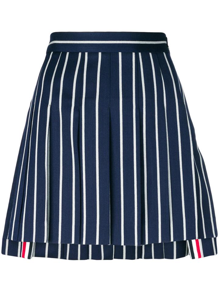 Thom Browne Striped Pleated Mini Skirt - Blue