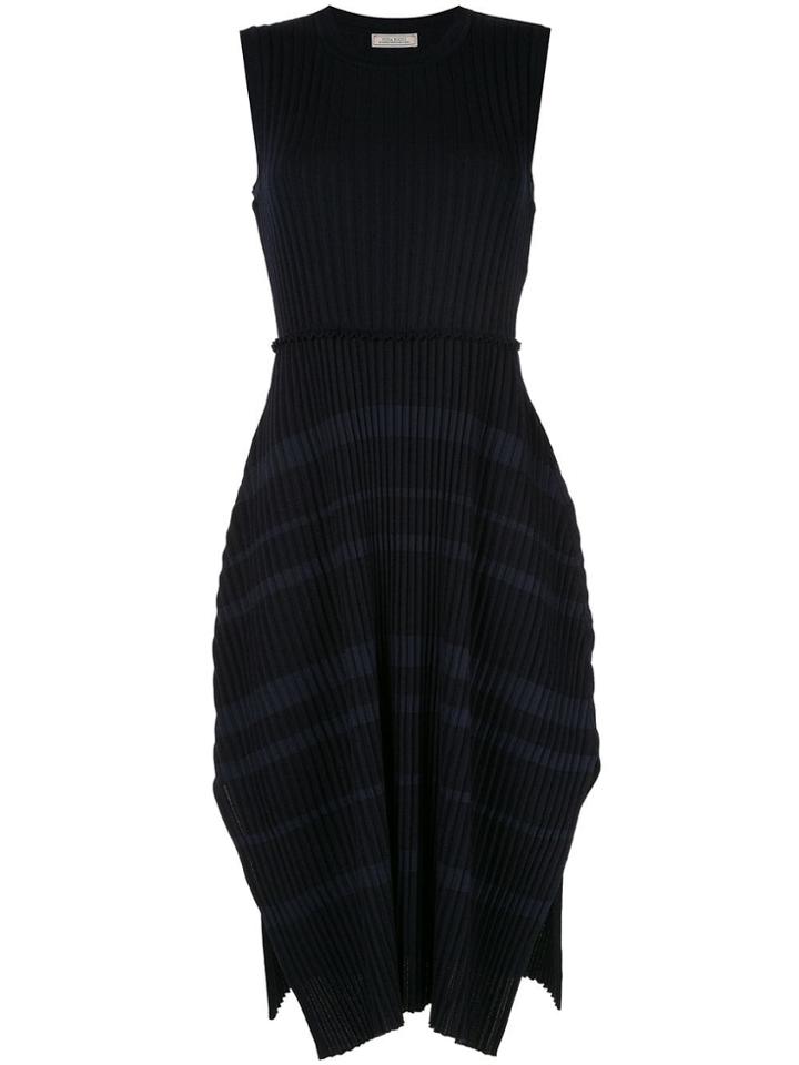 Nina Ricci Striped Ribbed Sweater Dress - Blue