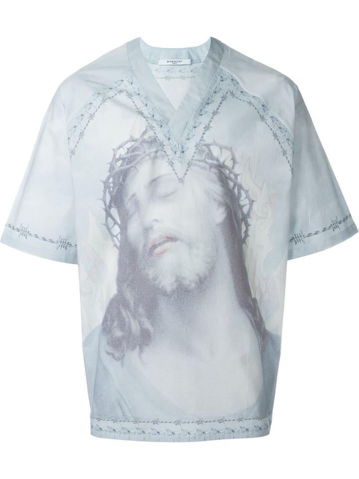 Givenchy Christ Print T-shirt, Men's, Size: Xxs, Blue, Cotton