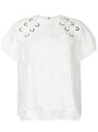 Sacai Embroidered Laced Shoulder T-shirt - White