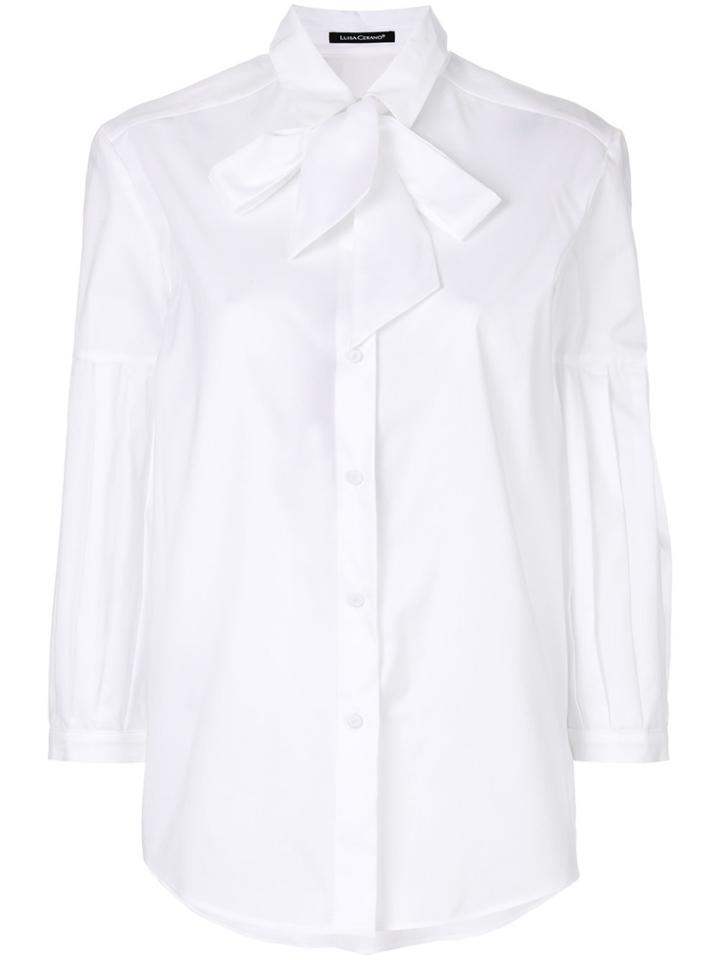 Luisa Cerano Lace Up Collar Shirt - White