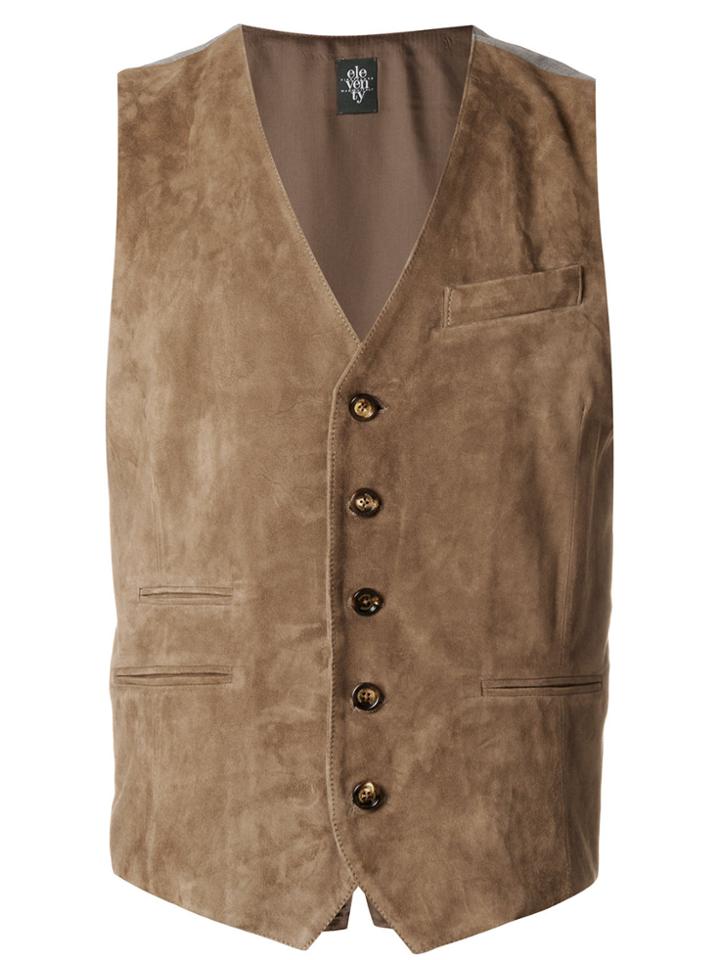 Eleventy Welt Pockets Waistcoat - Brown