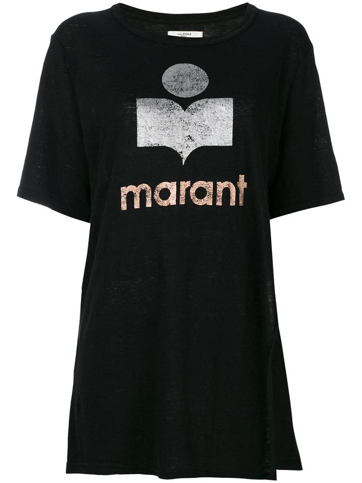 Isabel Marant Étoile - Kuta Logo T-shirt - Women - Linen/flax - L, Black, Linen/flax