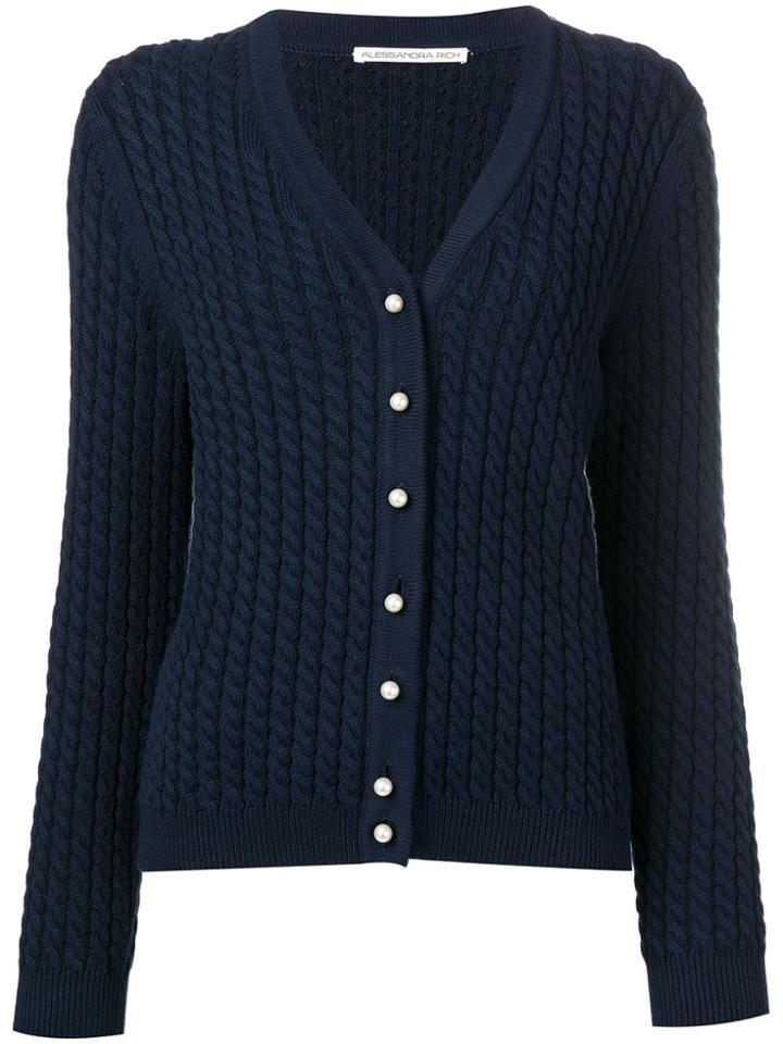 Alessandra Rich V-neck Buttoned Cardigan - Blue