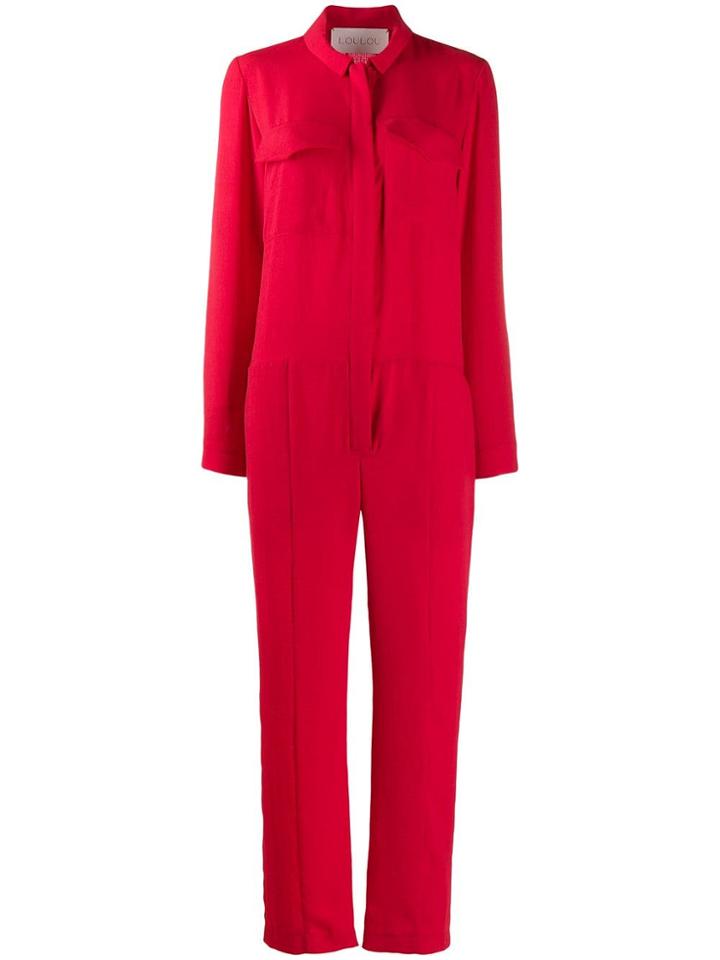 Loulou Utility Jumpsuit - Red