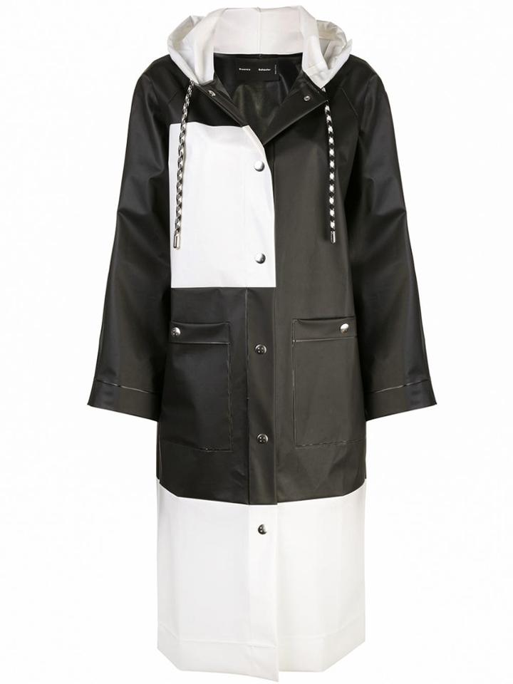 Proenza Schouler Colorblocked Long Raincoat - Black